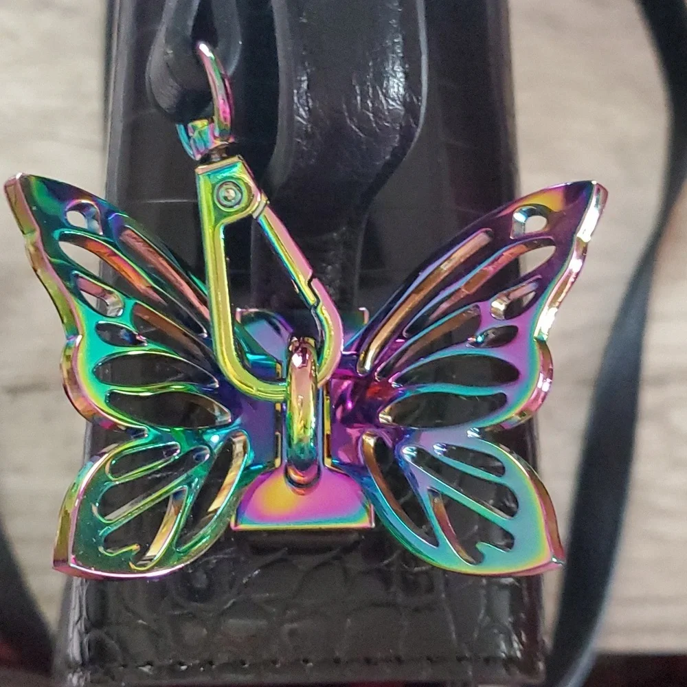 Betsey Johnson Beautiful Oil Spill Butterfly Black Purse (Like NEW) - Picture 4 of 9